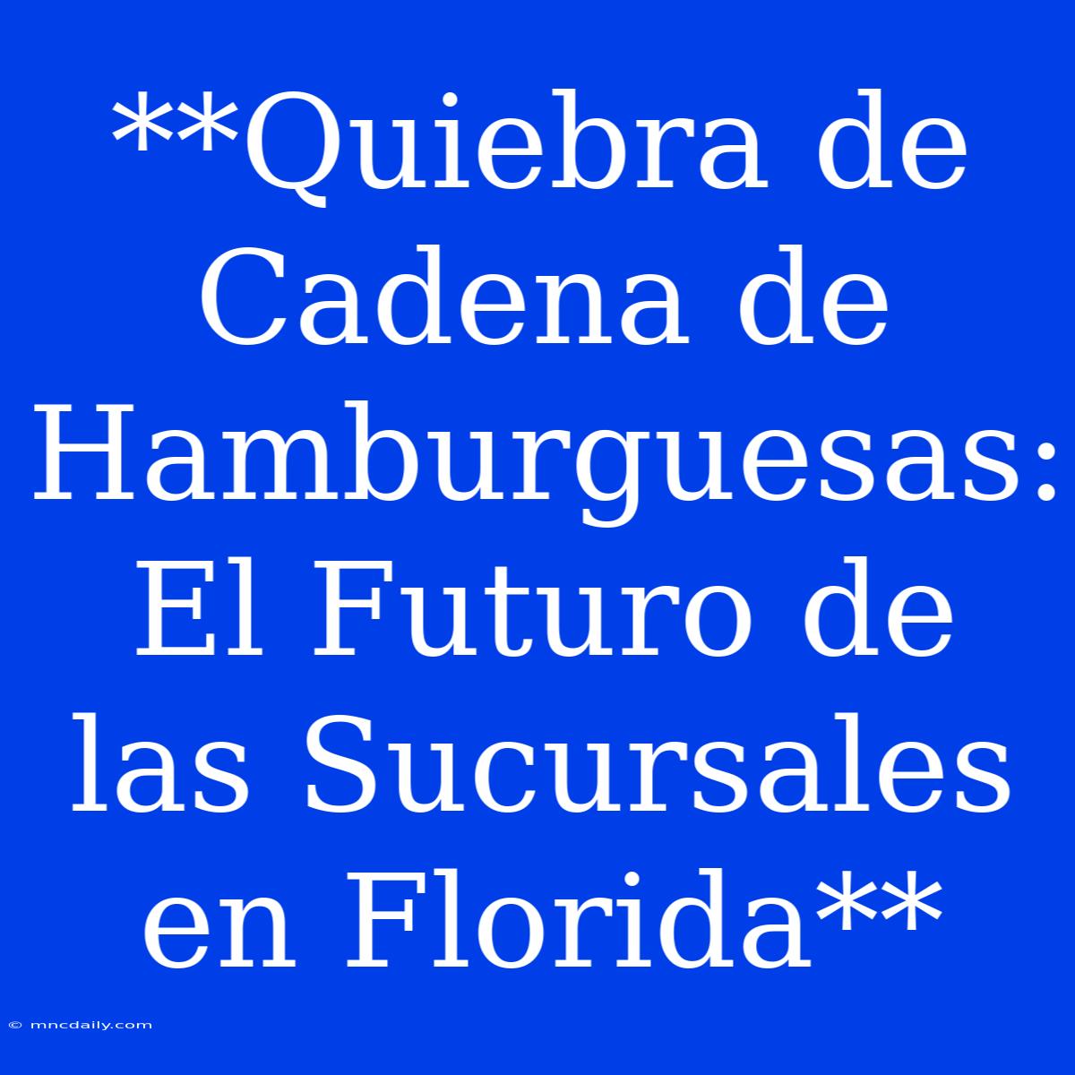 **Quiebra De Cadena De Hamburguesas: El Futuro De Las Sucursales En Florida**