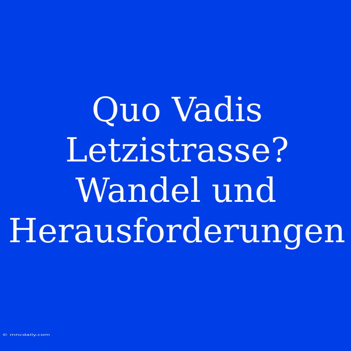 Quo Vadis Letzistrasse? Wandel Und Herausforderungen