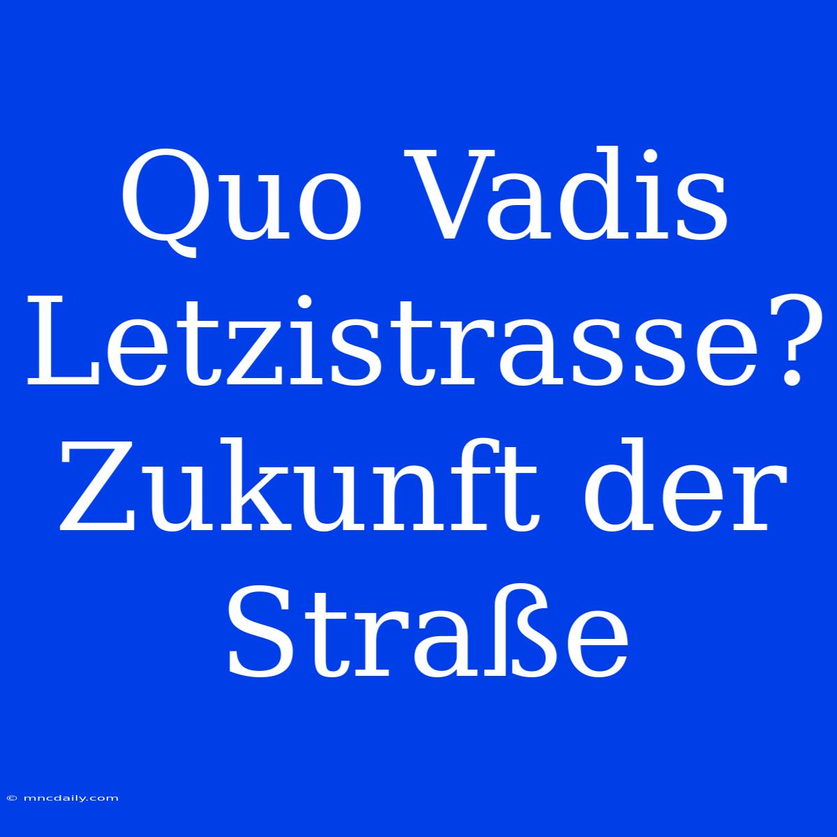 Quo Vadis Letzistrasse? Zukunft Der Straße