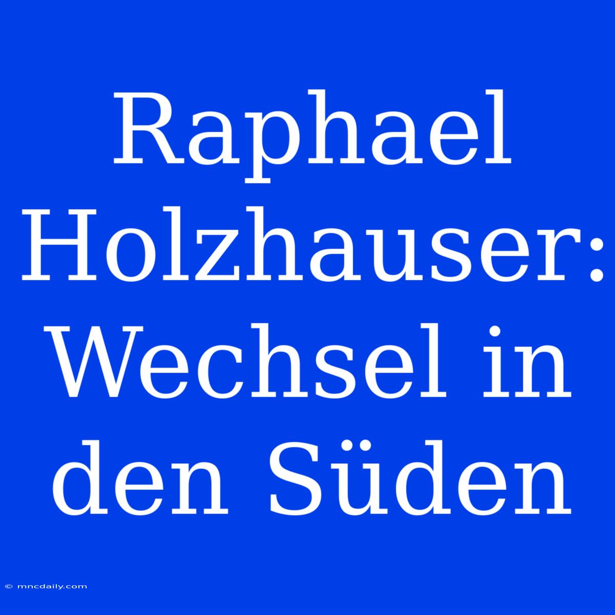 Raphael Holzhauser: Wechsel In Den Süden