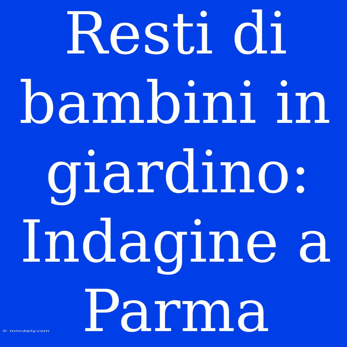 Resti Di Bambini In Giardino: Indagine A Parma