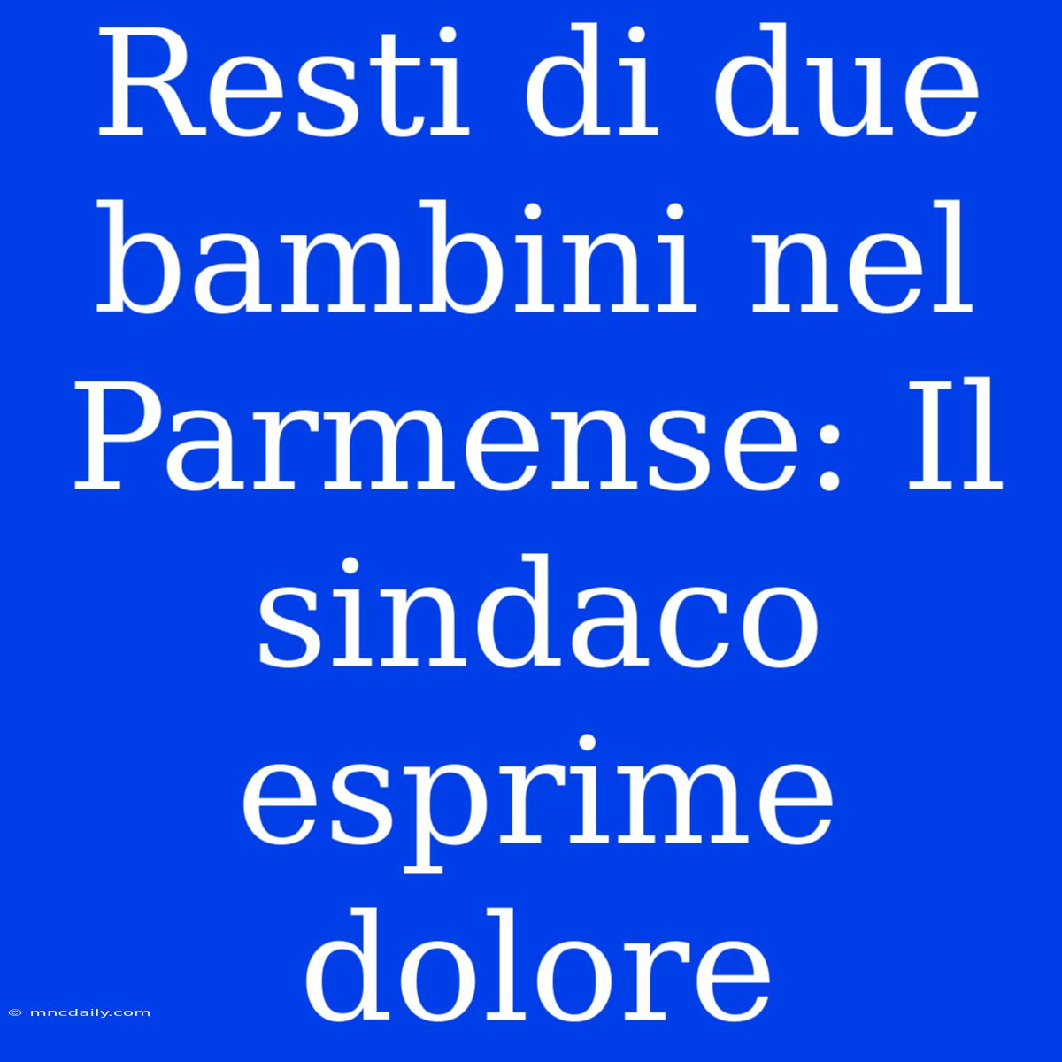 Resti Di Due Bambini Nel Parmense: Il Sindaco Esprime Dolore