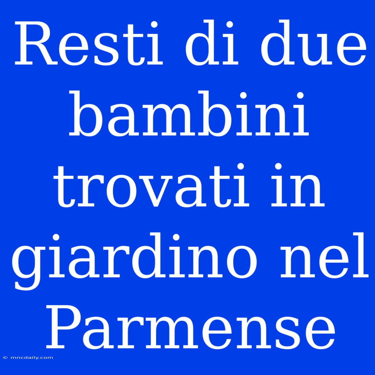 Resti Di Due Bambini Trovati In Giardino Nel Parmense