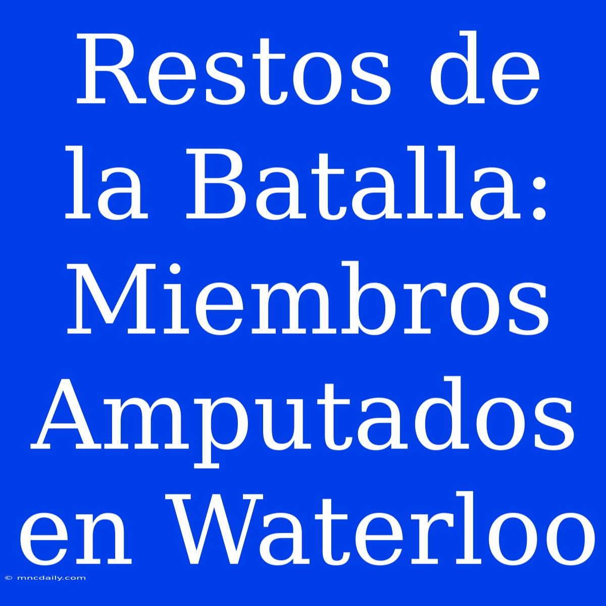 Restos De La Batalla: Miembros Amputados En Waterloo