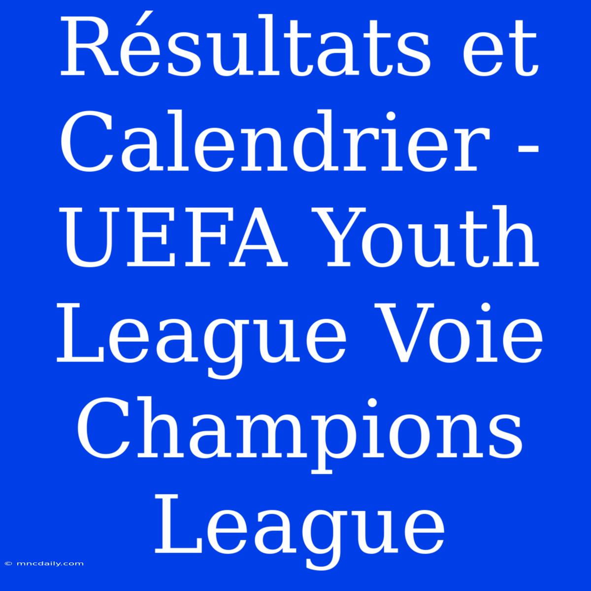 Résultats Et Calendrier - UEFA Youth League Voie Champions League