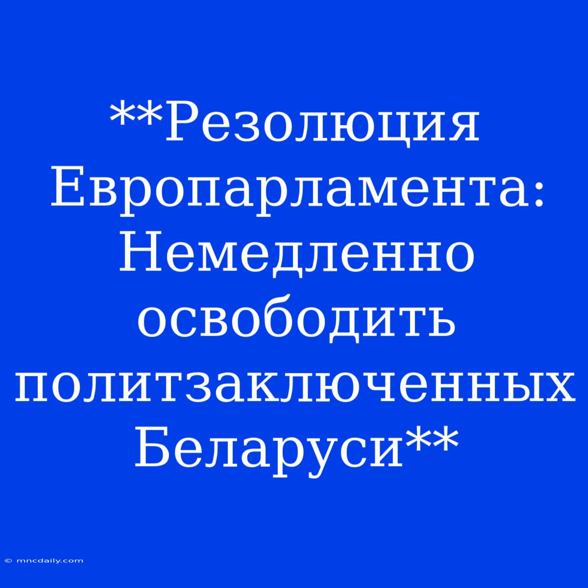 **Резолюция Европарламента: Немедленно Освободить Политзаключенных Беларуси**