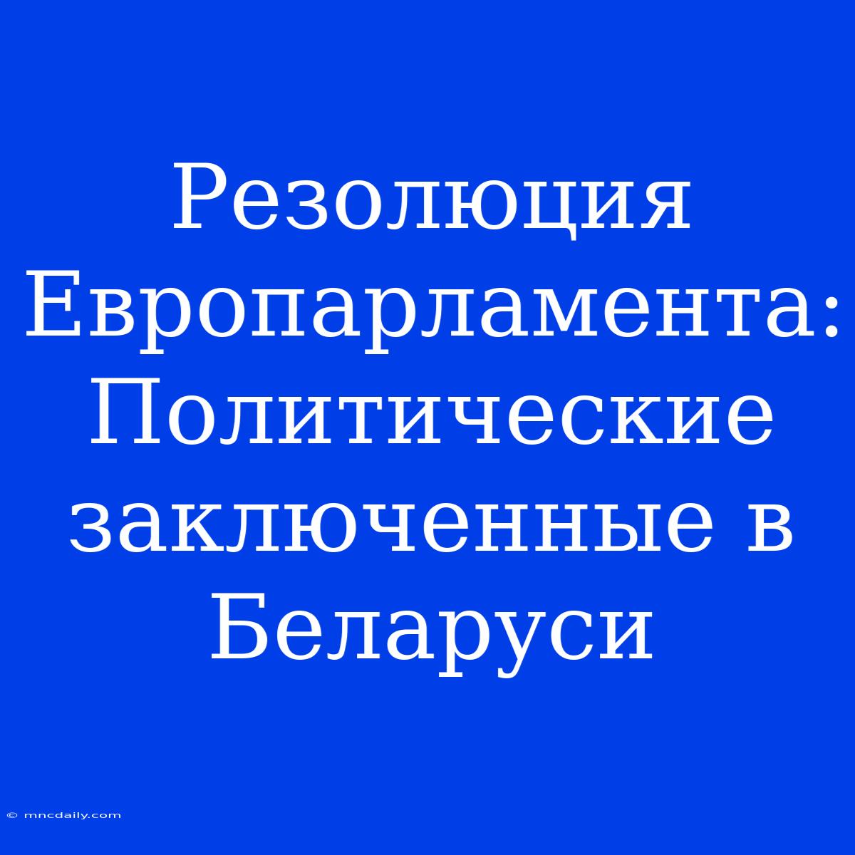 Резолюция Европарламента: Политические Заключенные В Беларуси