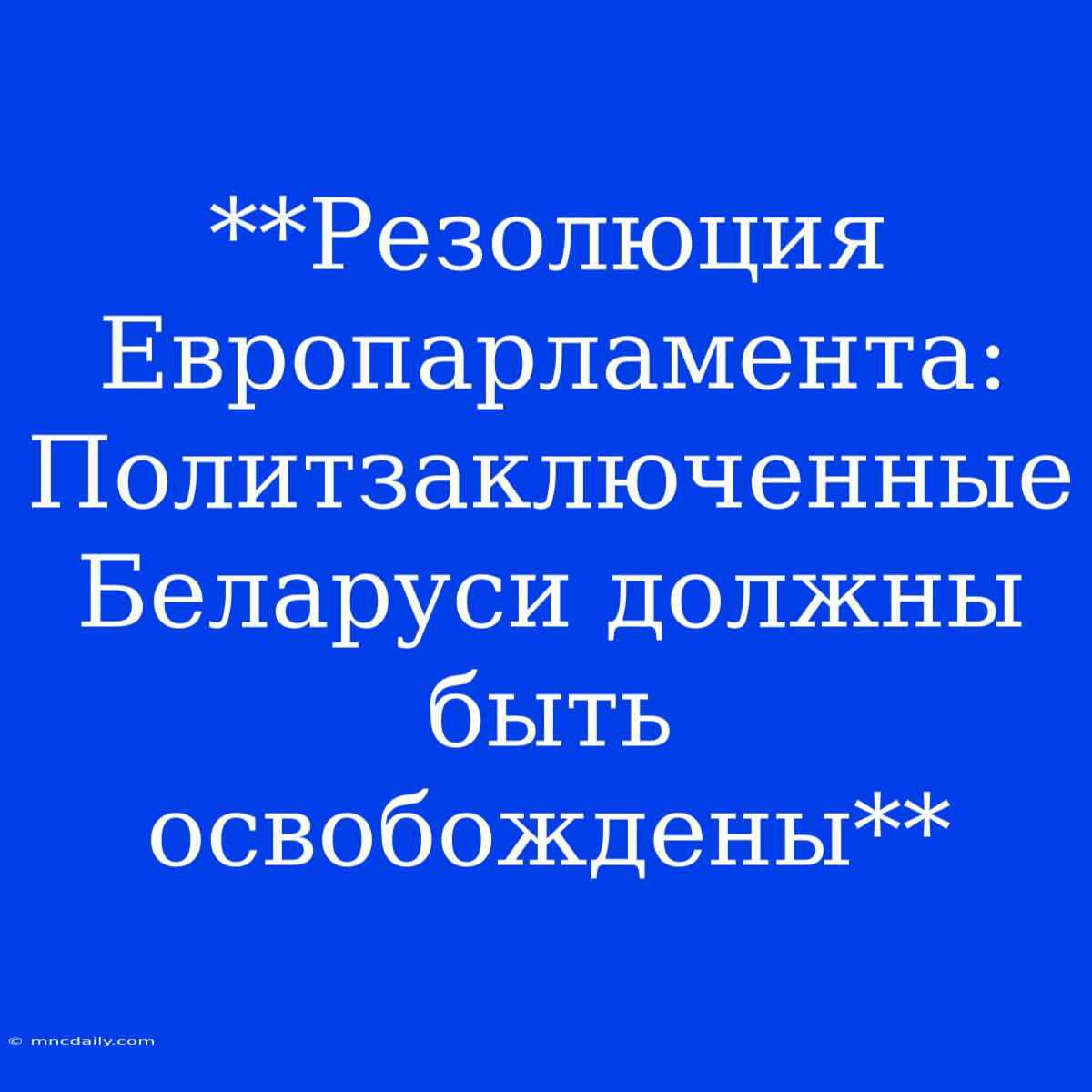 **Резолюция Европарламента: Политзаключенные Беларуси Должны Быть Освобождены**