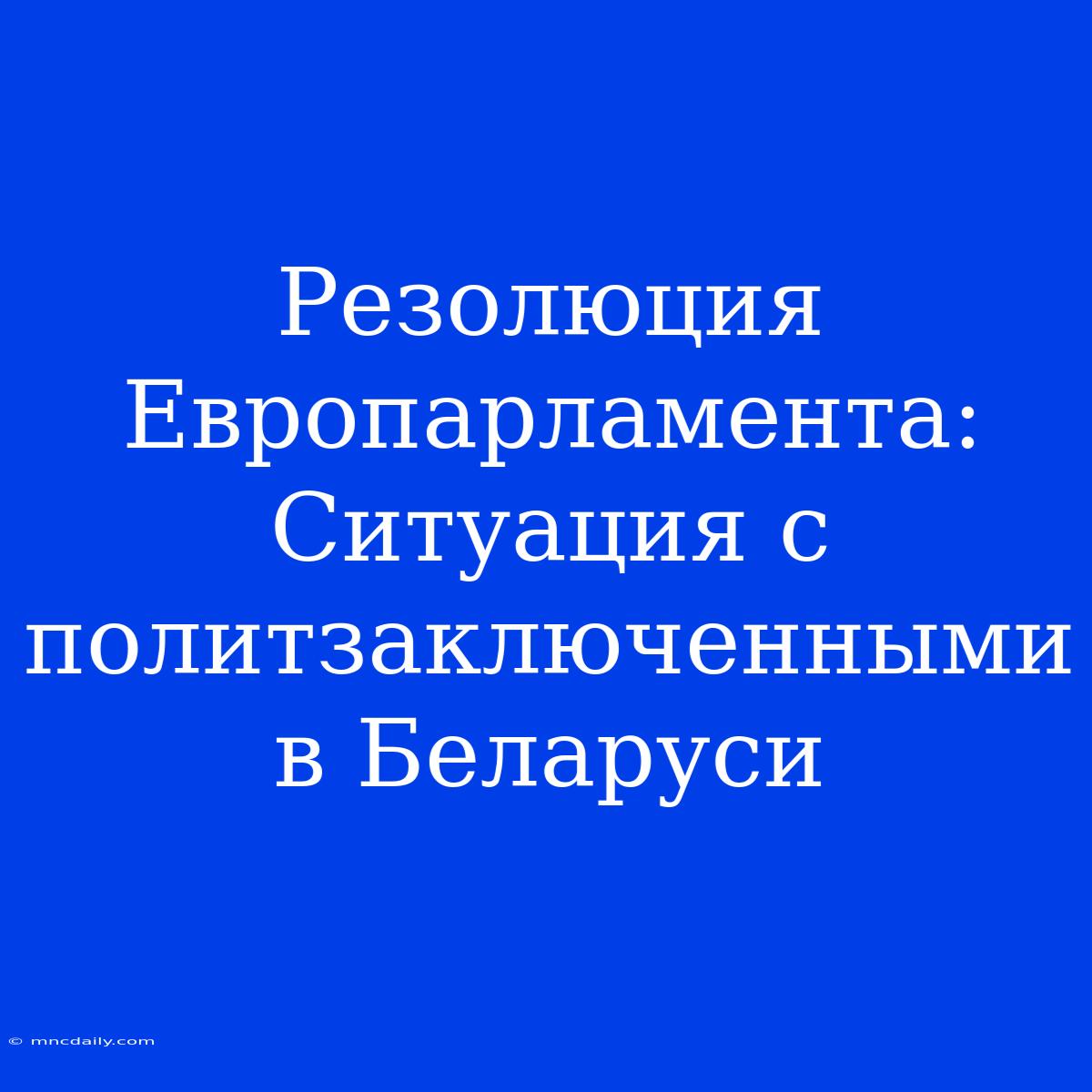 Резолюция Европарламента: Ситуация С Политзаключенными В Беларуси 