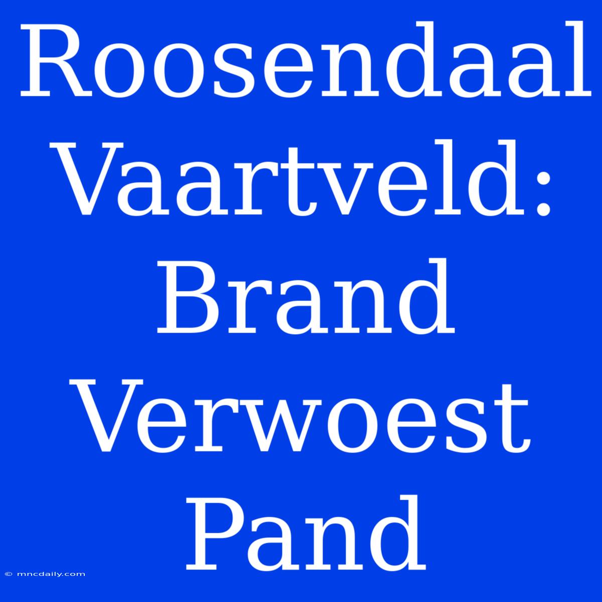 Roosendaal Vaartveld: Brand Verwoest Pand