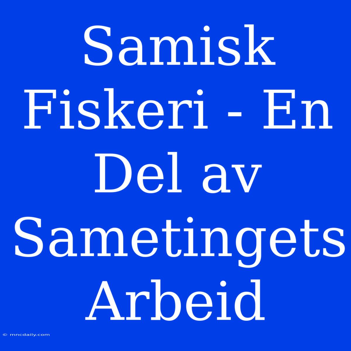 Samisk Fiskeri - En Del Av Sametingets Arbeid