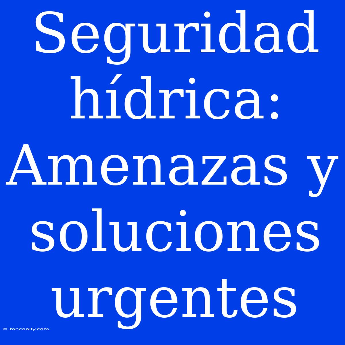 Seguridad Hídrica: Amenazas Y Soluciones Urgentes