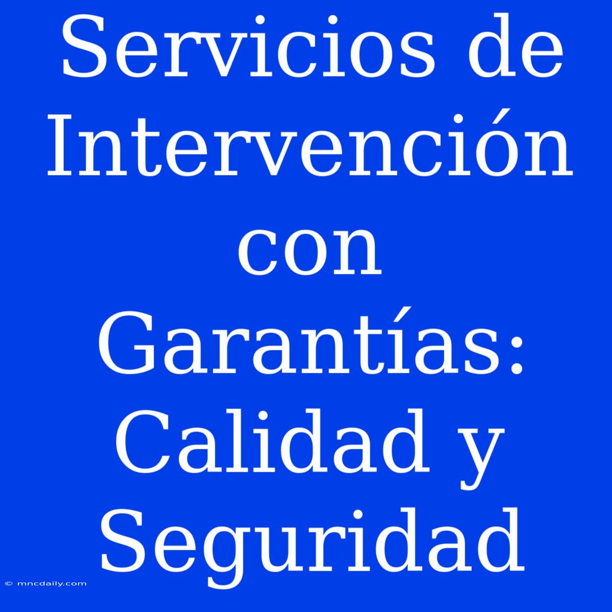 Servicios De Intervención Con Garantías:  Calidad Y Seguridad 