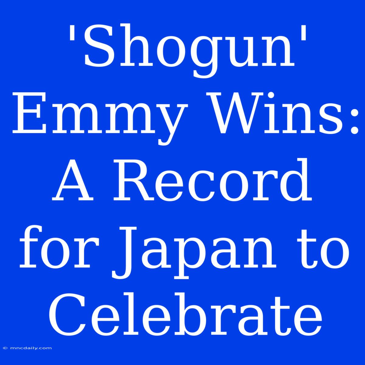 'Shogun' Emmy Wins: A Record For Japan To Celebrate