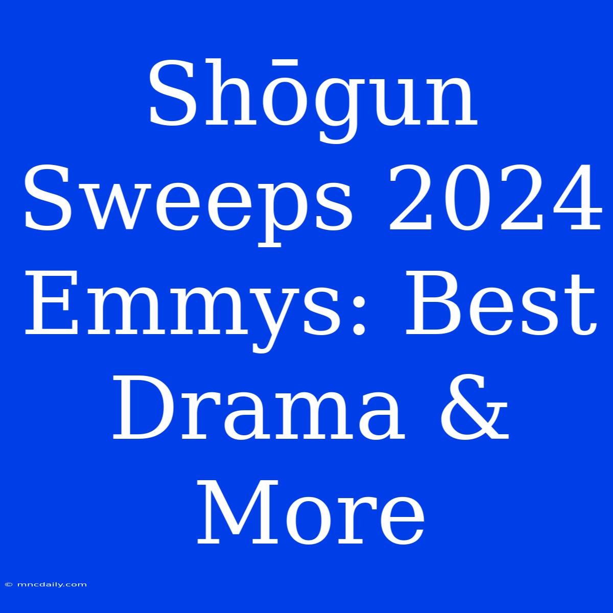 Shōgun Sweeps 2024 Emmys: Best Drama & More