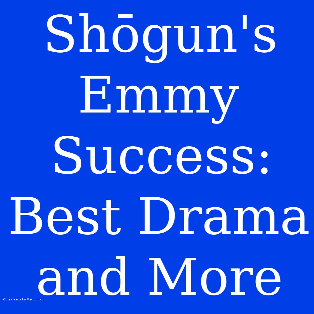 Shōgun's Emmy Success: Best Drama And More