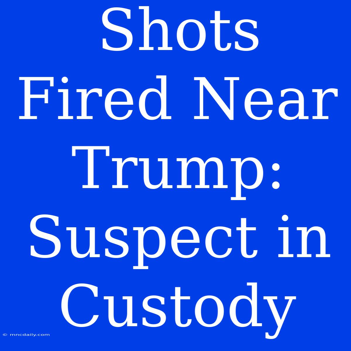 Shots Fired Near Trump: Suspect In Custody