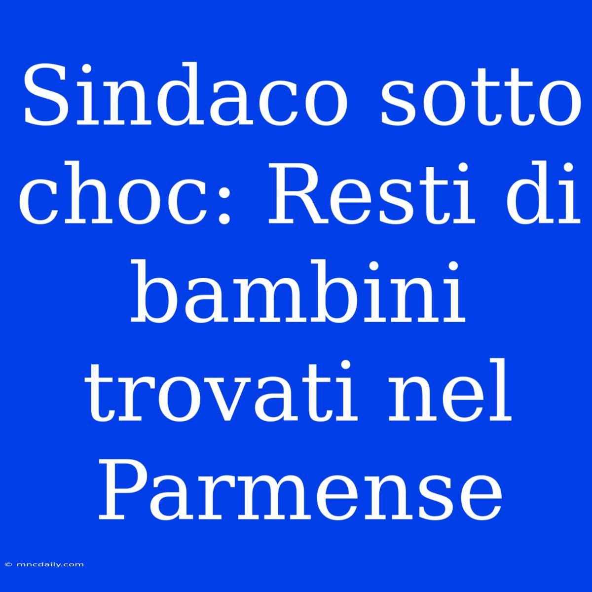 Sindaco Sotto Choc: Resti Di Bambini Trovati Nel Parmense