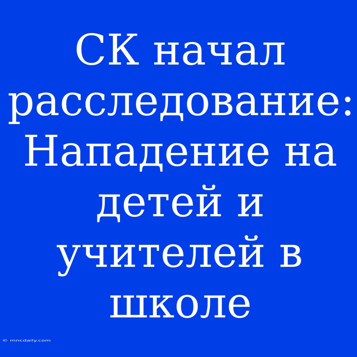 СК Начал Расследование: Нападение На Детей И Учителей В Школе