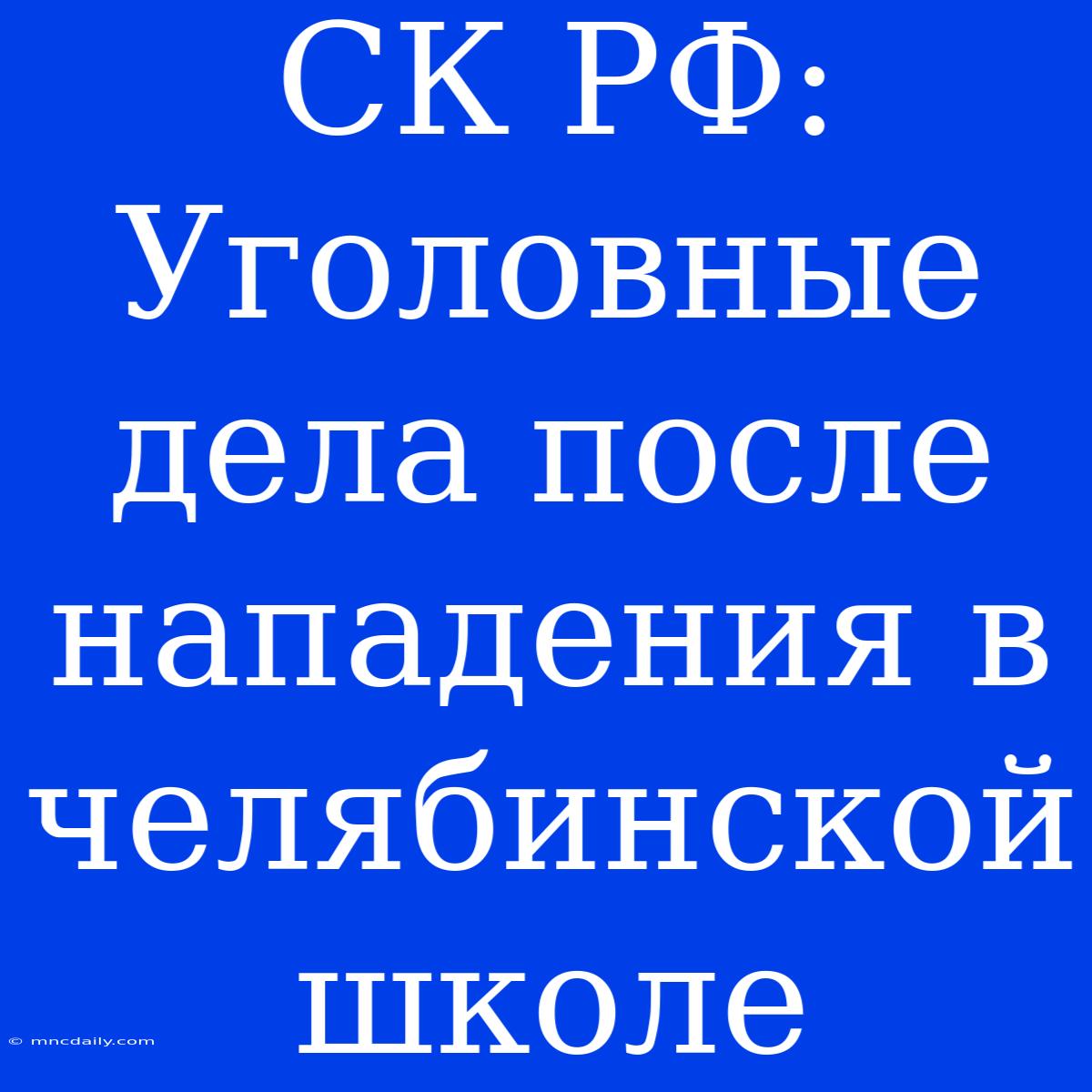 СК РФ: Уголовные Дела После Нападения В Челябинской Школе