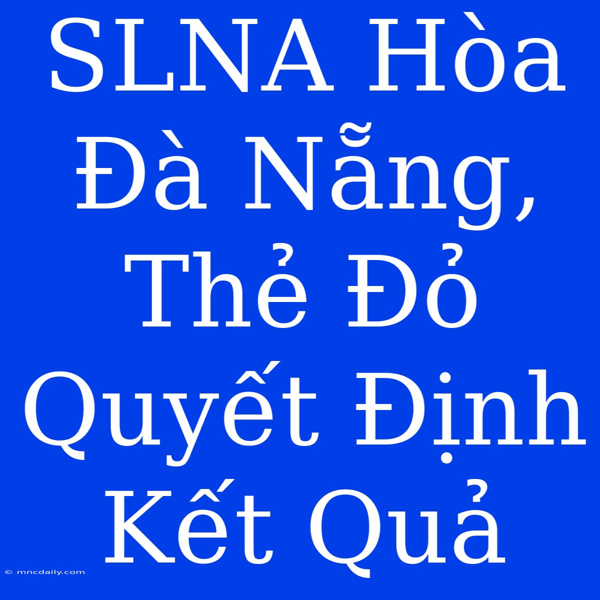 SLNA Hòa Đà Nẵng, Thẻ Đỏ Quyết Định Kết Quả