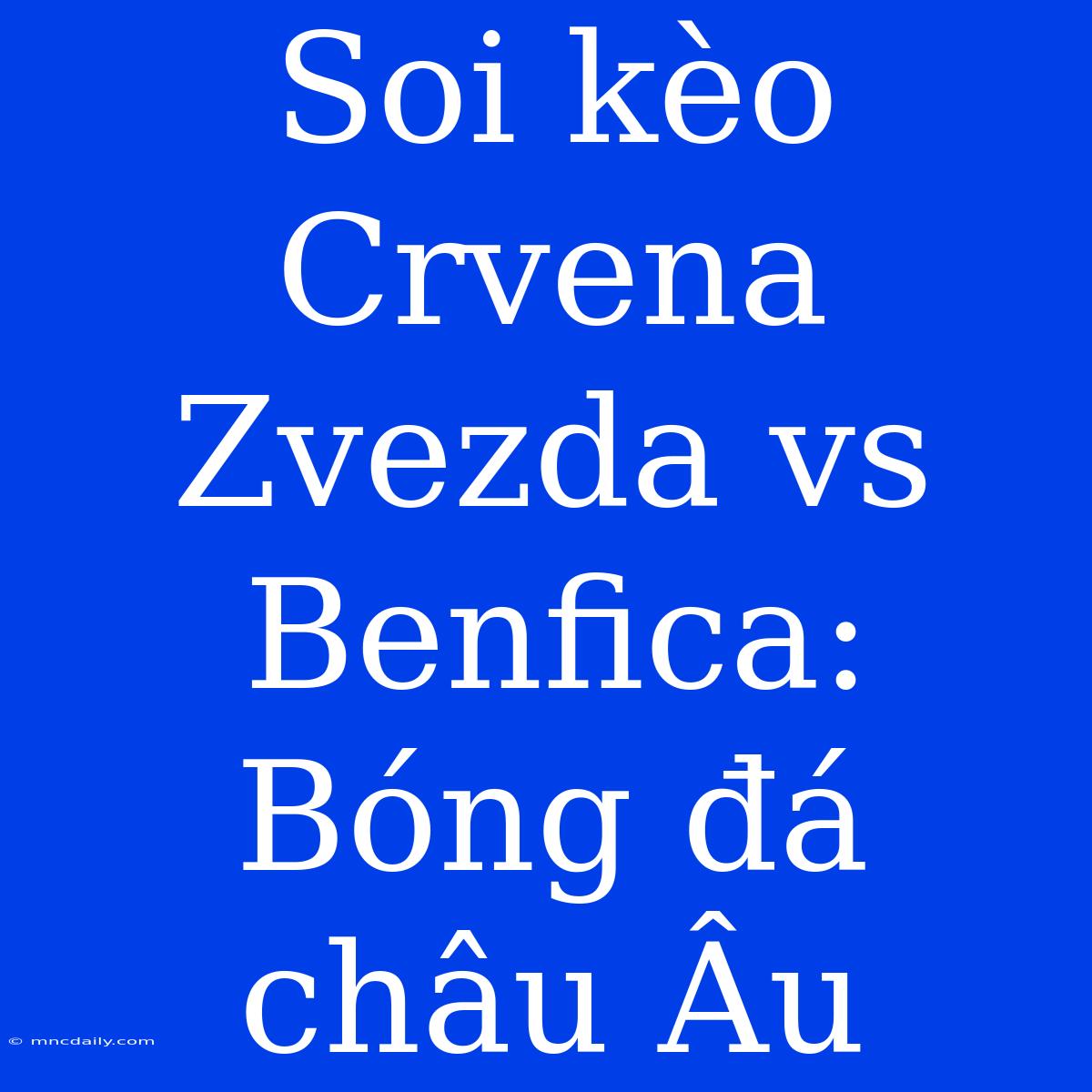 Soi Kèo Crvena Zvezda Vs Benfica: Bóng Đá Châu Âu