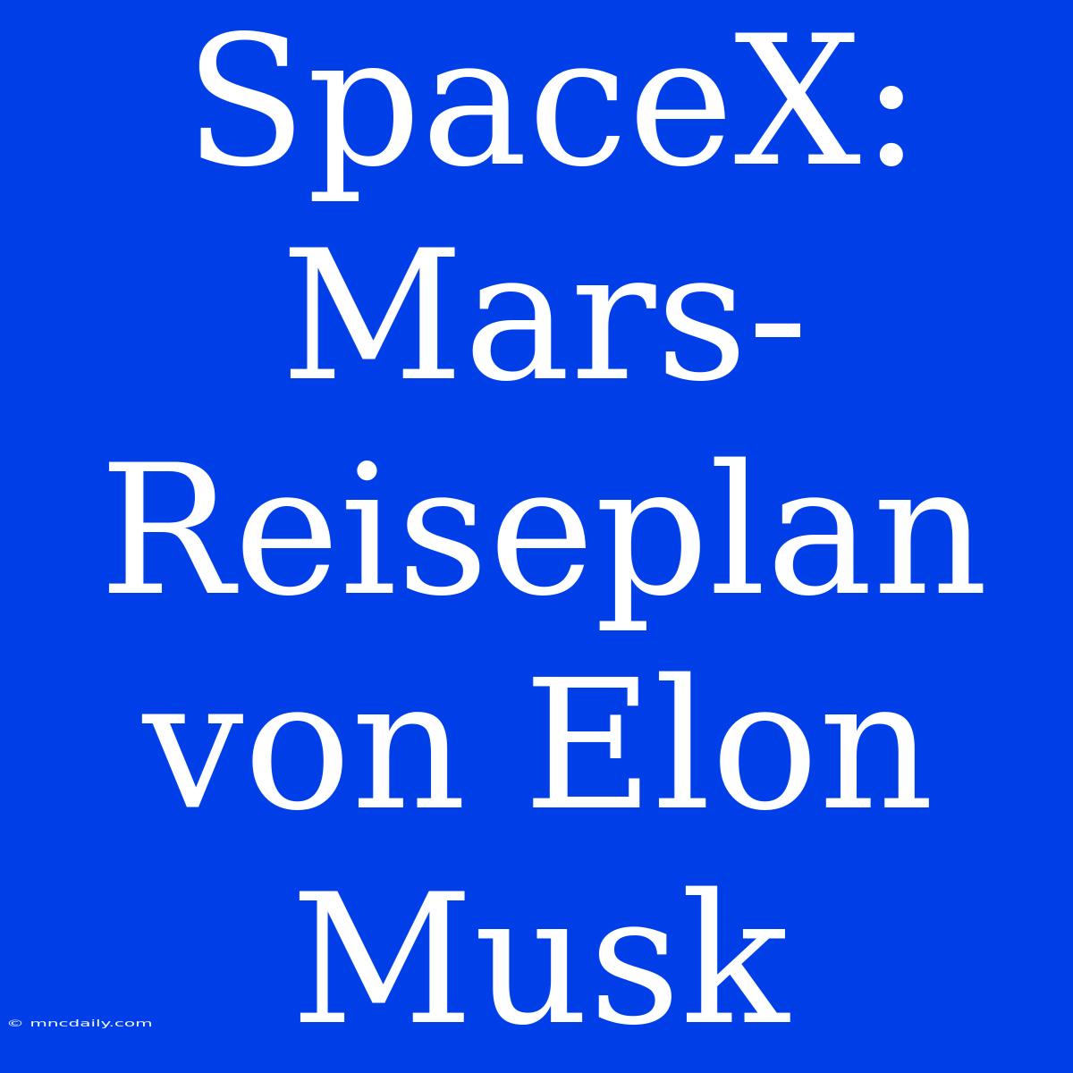 SpaceX: Mars-Reiseplan Von Elon Musk