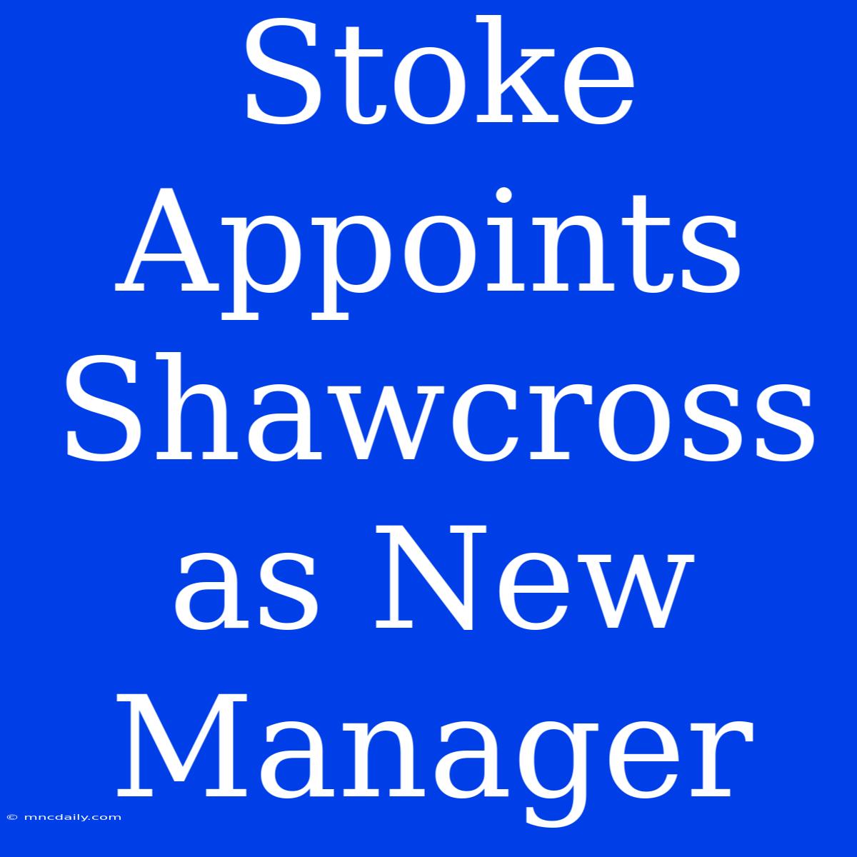 Stoke Appoints Shawcross As New Manager