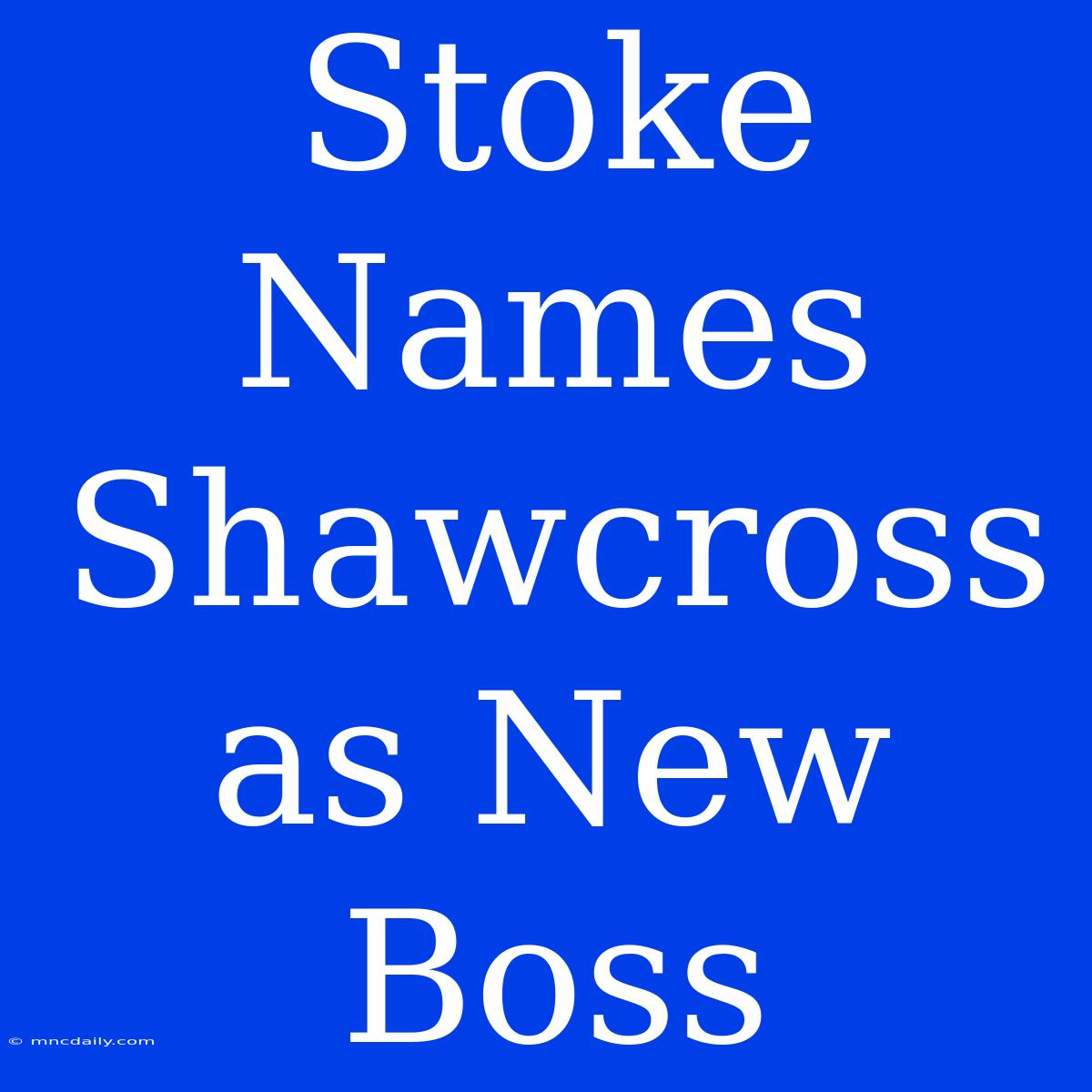 Stoke Names Shawcross As New Boss