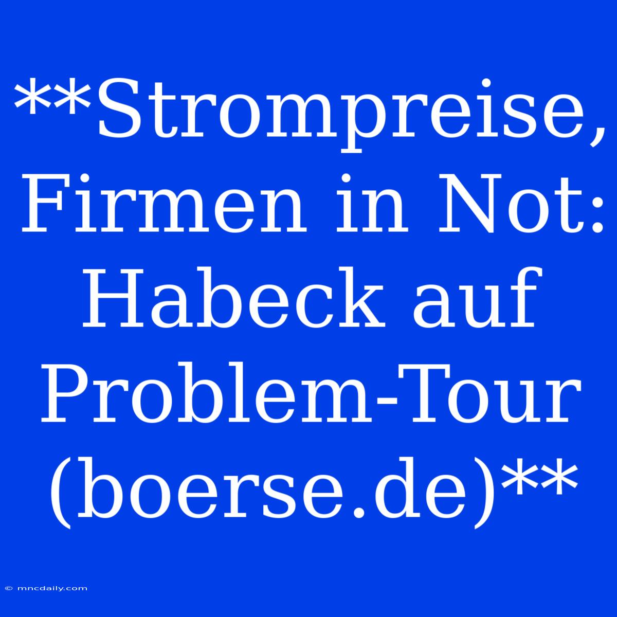 **Strompreise, Firmen In Not: Habeck Auf Problem-Tour (boerse.de)**