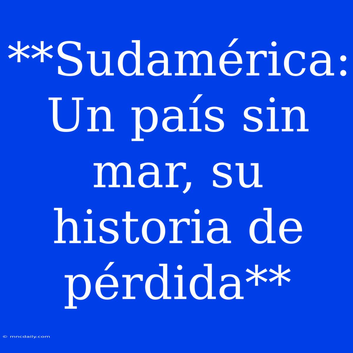 **Sudamérica: Un País Sin Mar, Su Historia De Pérdida**