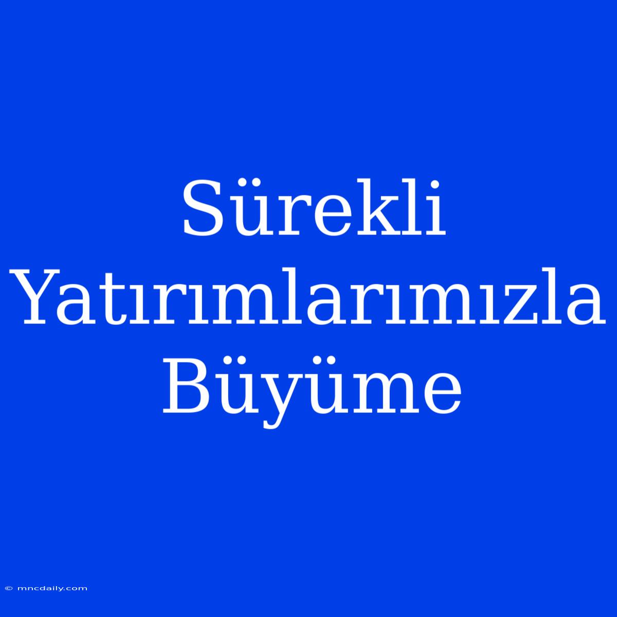 Sürekli Yatırımlarımızla Büyüme