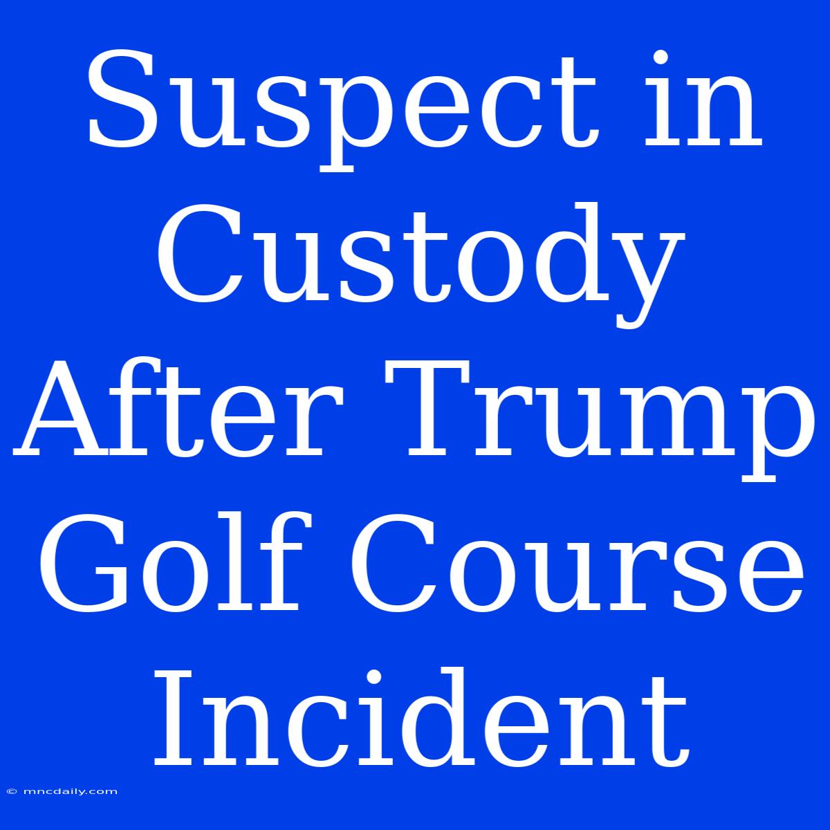 Suspect In Custody After Trump Golf Course Incident