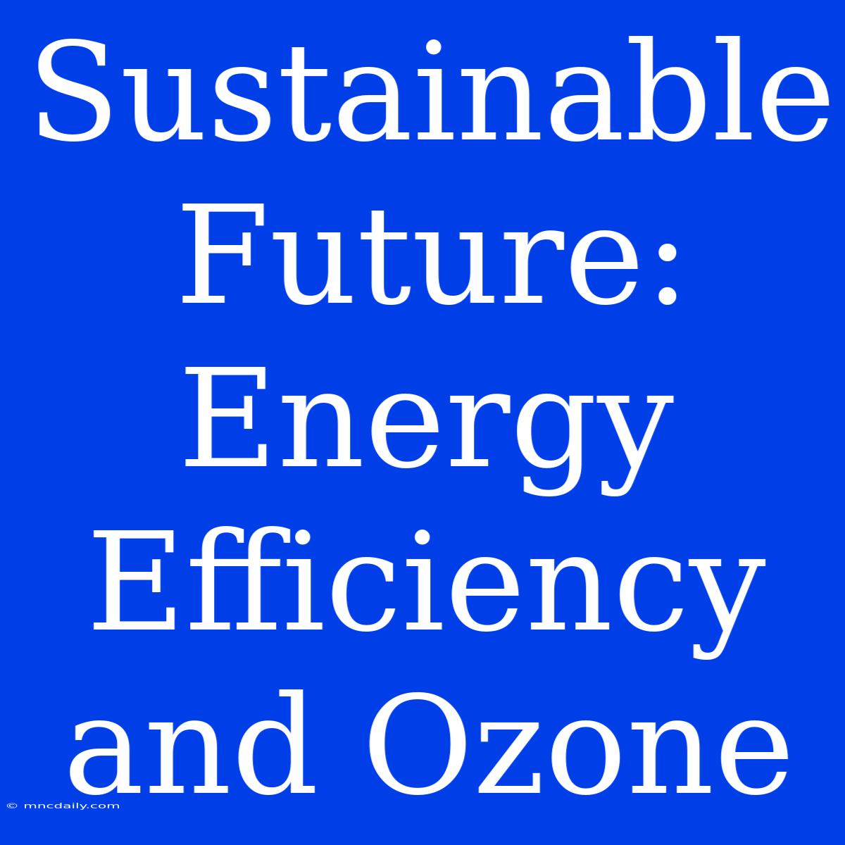 Sustainable Future: Energy Efficiency And Ozone