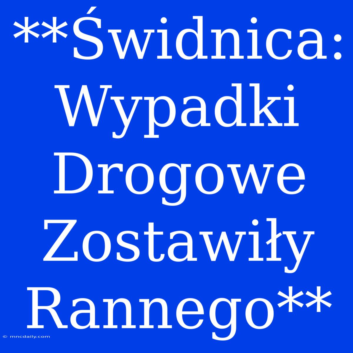 **Świdnica: Wypadki Drogowe Zostawiły Rannego**