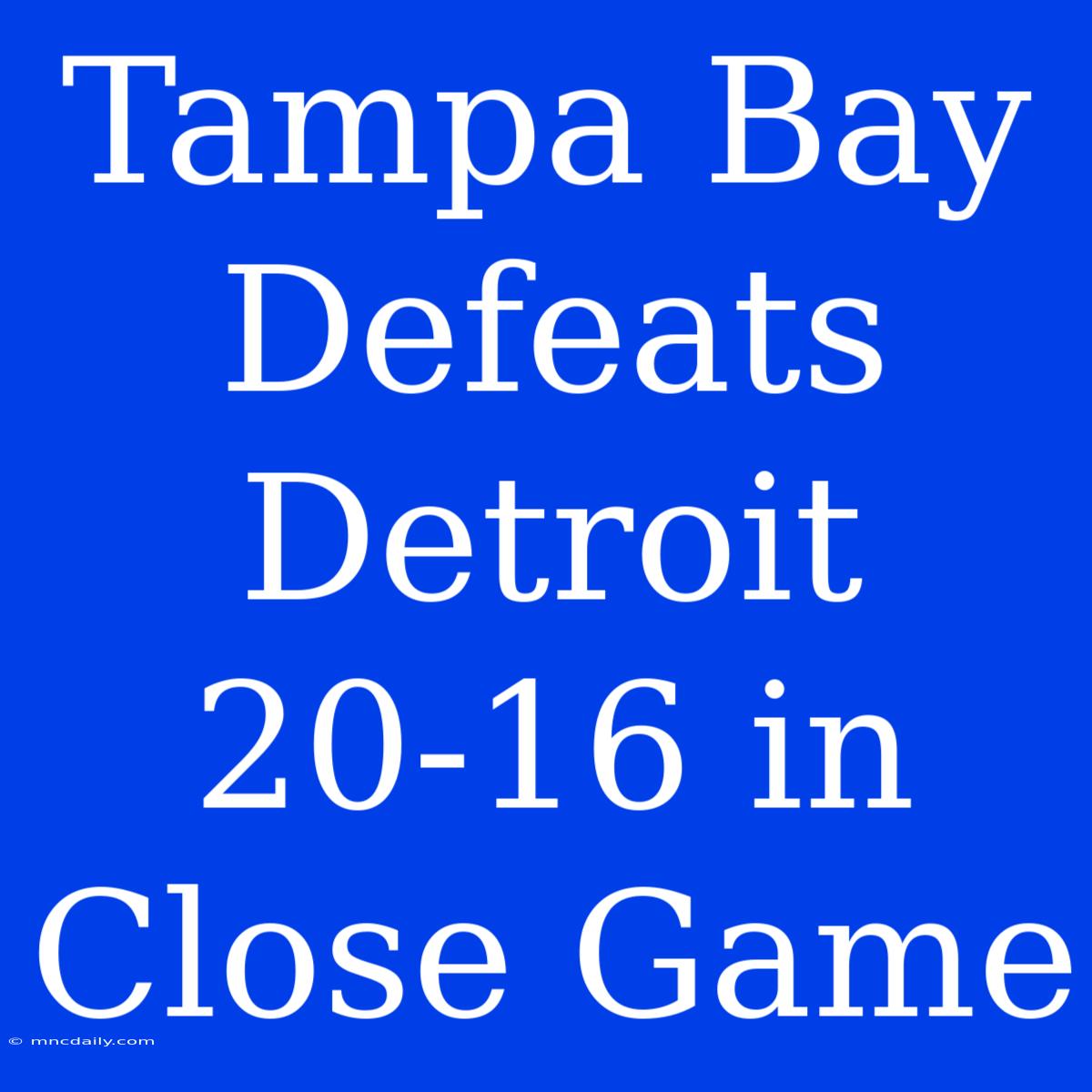 Tampa Bay Defeats Detroit 20-16 In Close Game