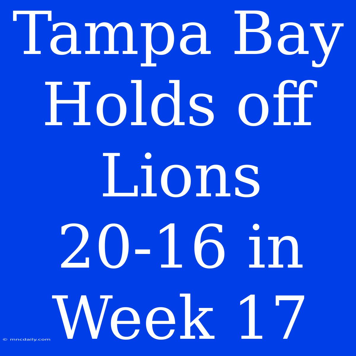 Tampa Bay Holds Off Lions 20-16 In Week 17