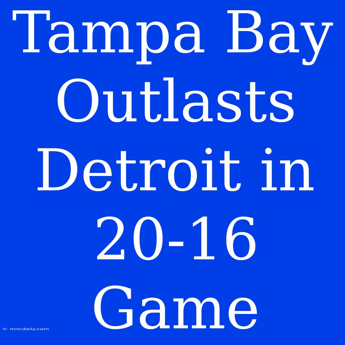 Tampa Bay Outlasts Detroit In 20-16 Game