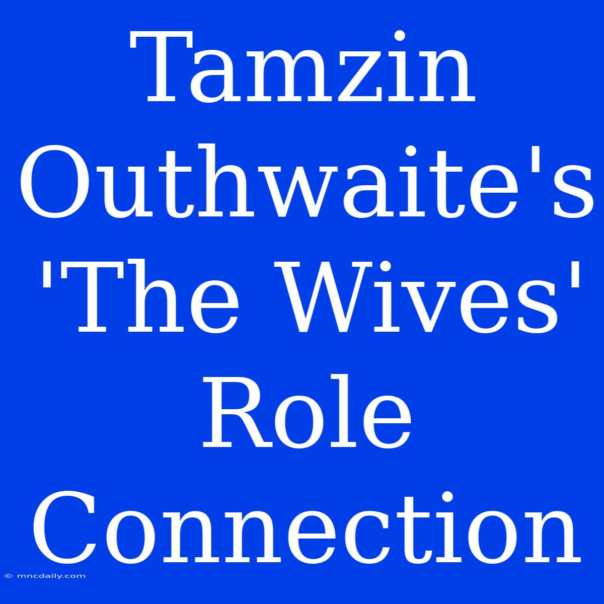 Tamzin Outhwaite's 'The Wives' Role Connection