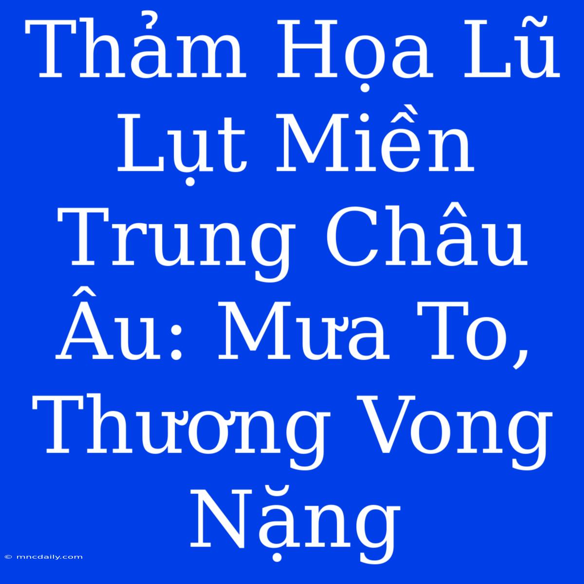 Thảm Họa Lũ Lụt Miền Trung Châu Âu: Mưa To, Thương Vong Nặng