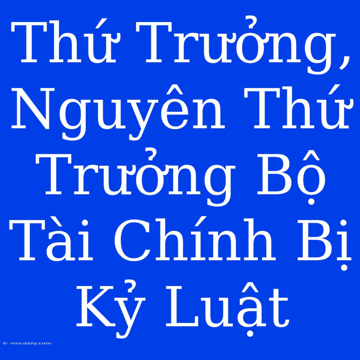 Thứ Trưởng, Nguyên Thứ Trưởng Bộ Tài Chính Bị Kỷ Luật