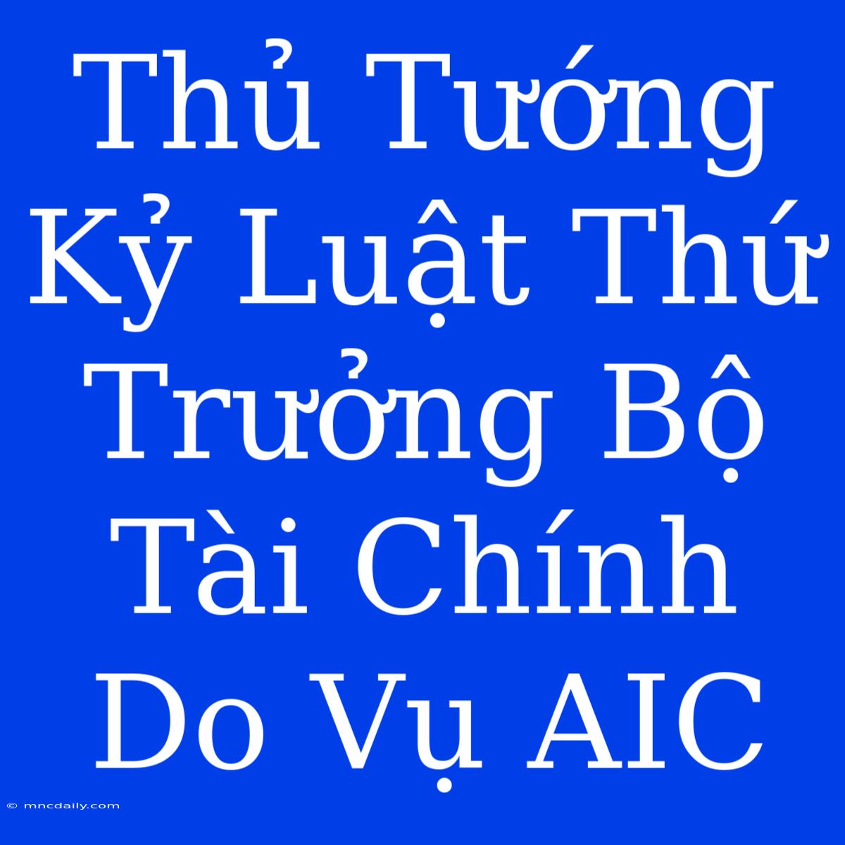 Thủ Tướng Kỷ Luật Thứ Trưởng Bộ Tài Chính Do Vụ AIC