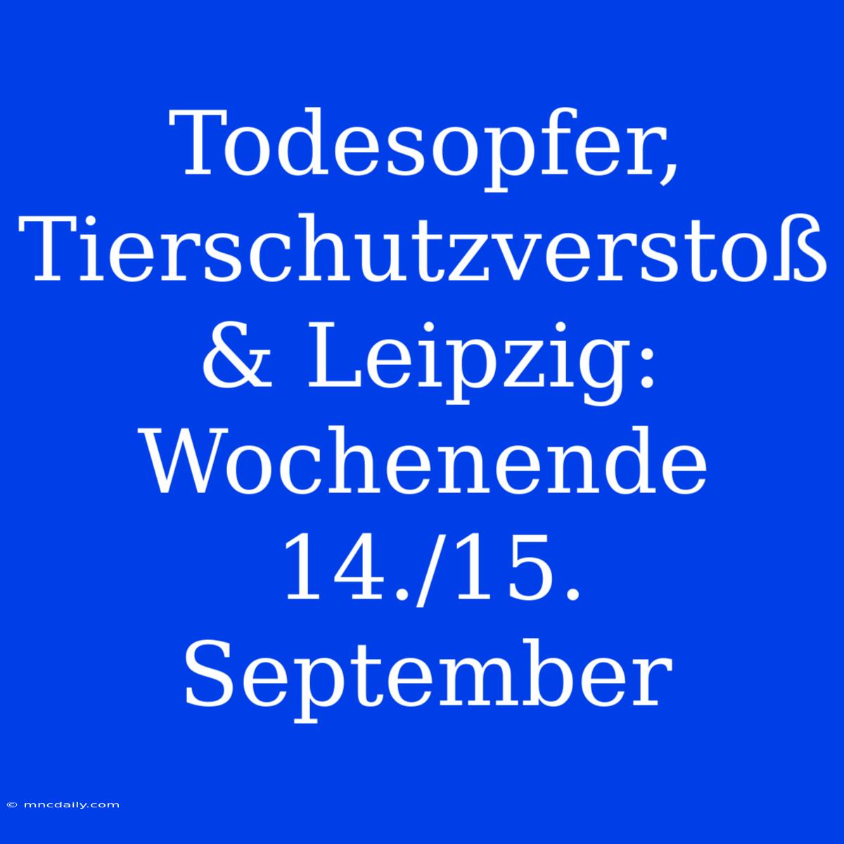 Todesopfer, Tierschutzverstoß & Leipzig: Wochenende 14./15. September