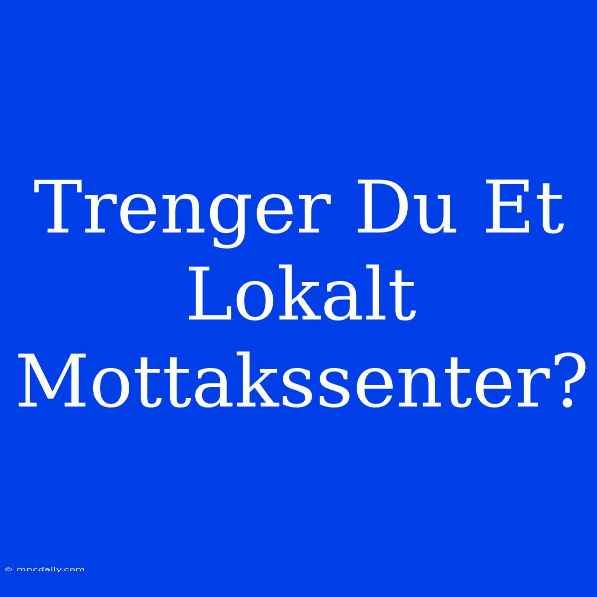 Trenger Du Et Lokalt Mottakssenter?