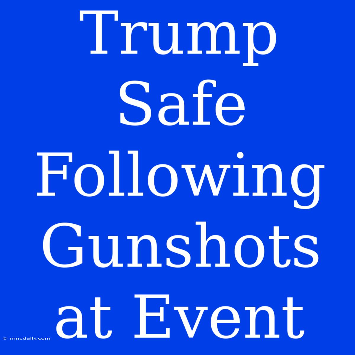 Trump Safe Following Gunshots At Event