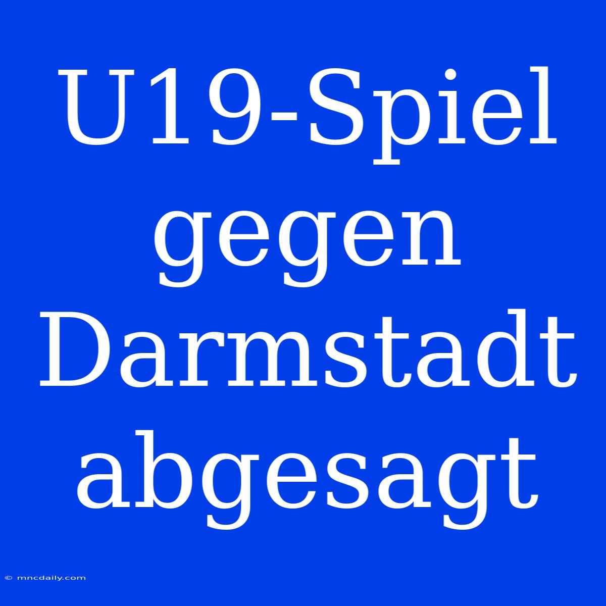 U19-Spiel Gegen Darmstadt Abgesagt 