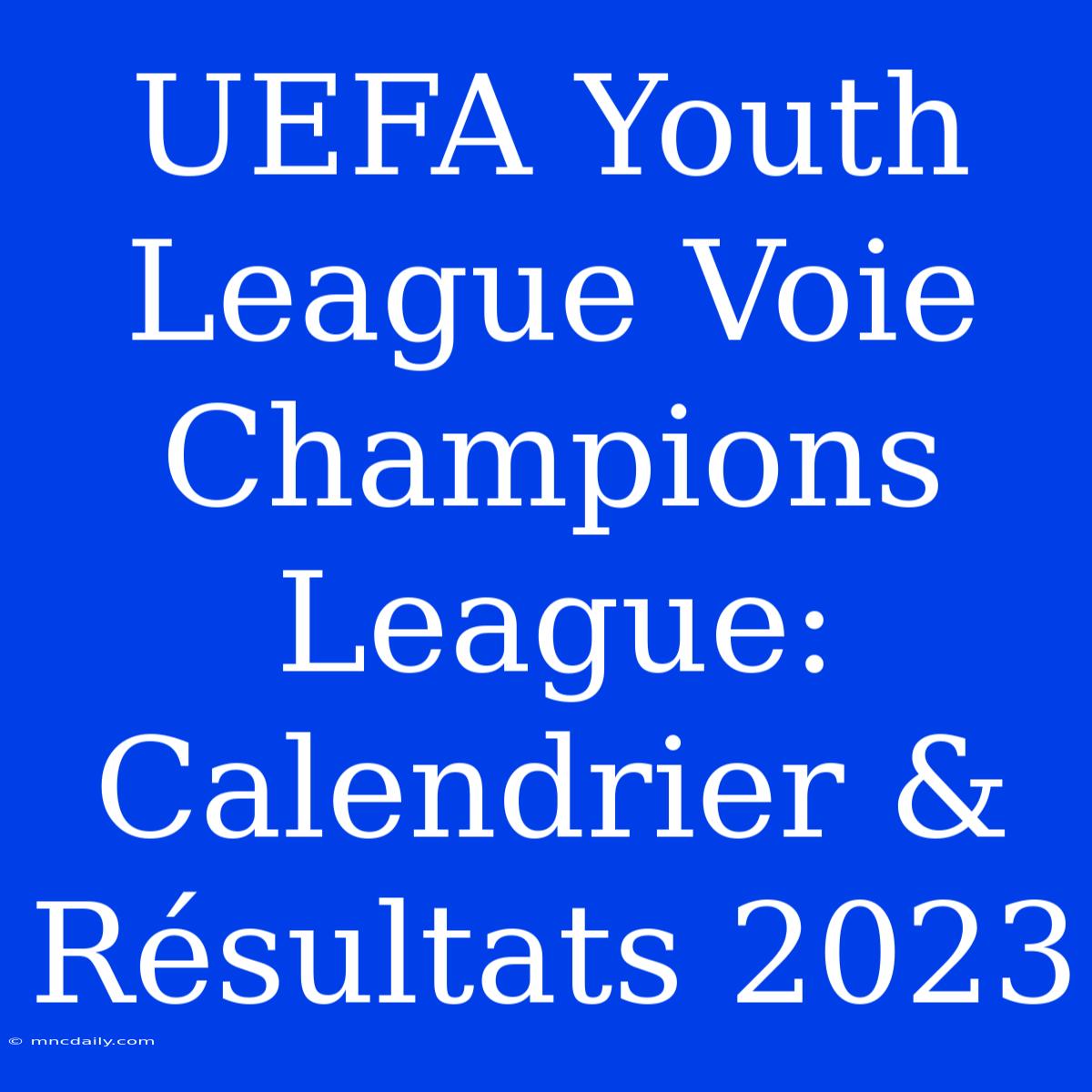 UEFA Youth League Voie Champions League: Calendrier & Résultats 2023