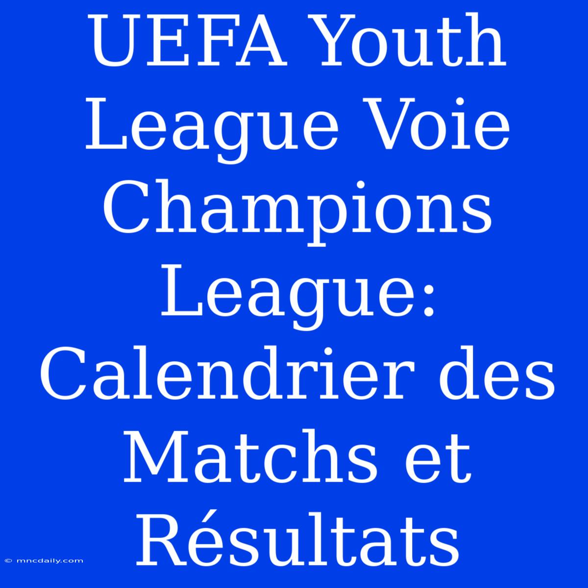 UEFA Youth League Voie Champions League: Calendrier Des Matchs Et Résultats