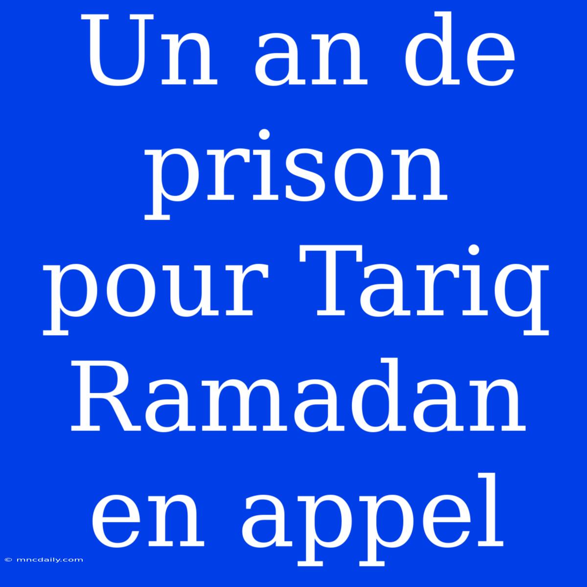 Un An De Prison Pour Tariq Ramadan En Appel