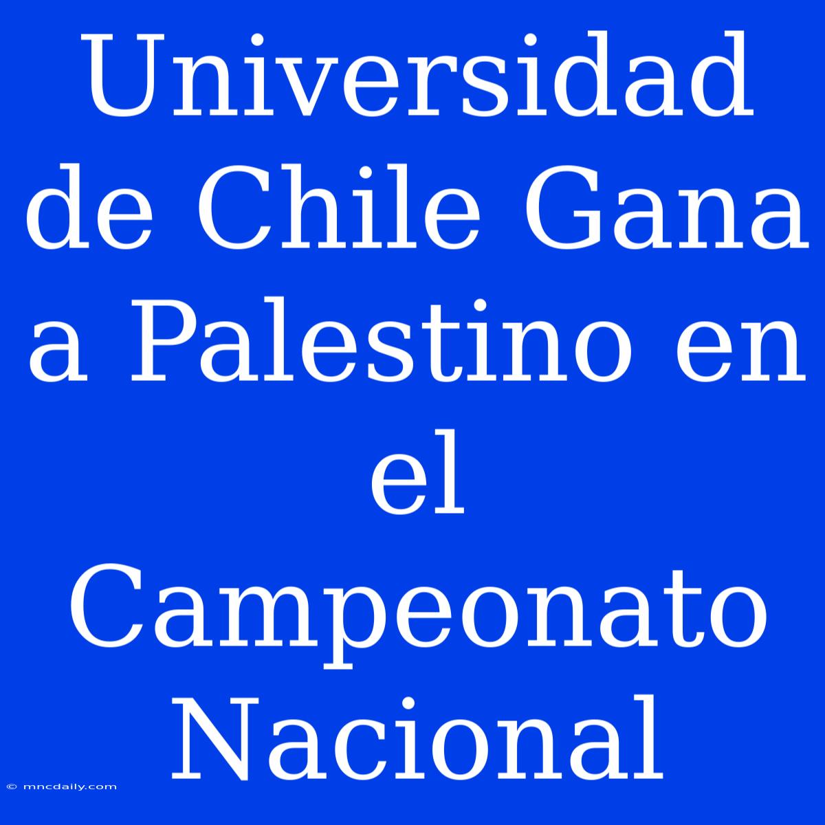 Universidad De Chile Gana A Palestino En El Campeonato Nacional